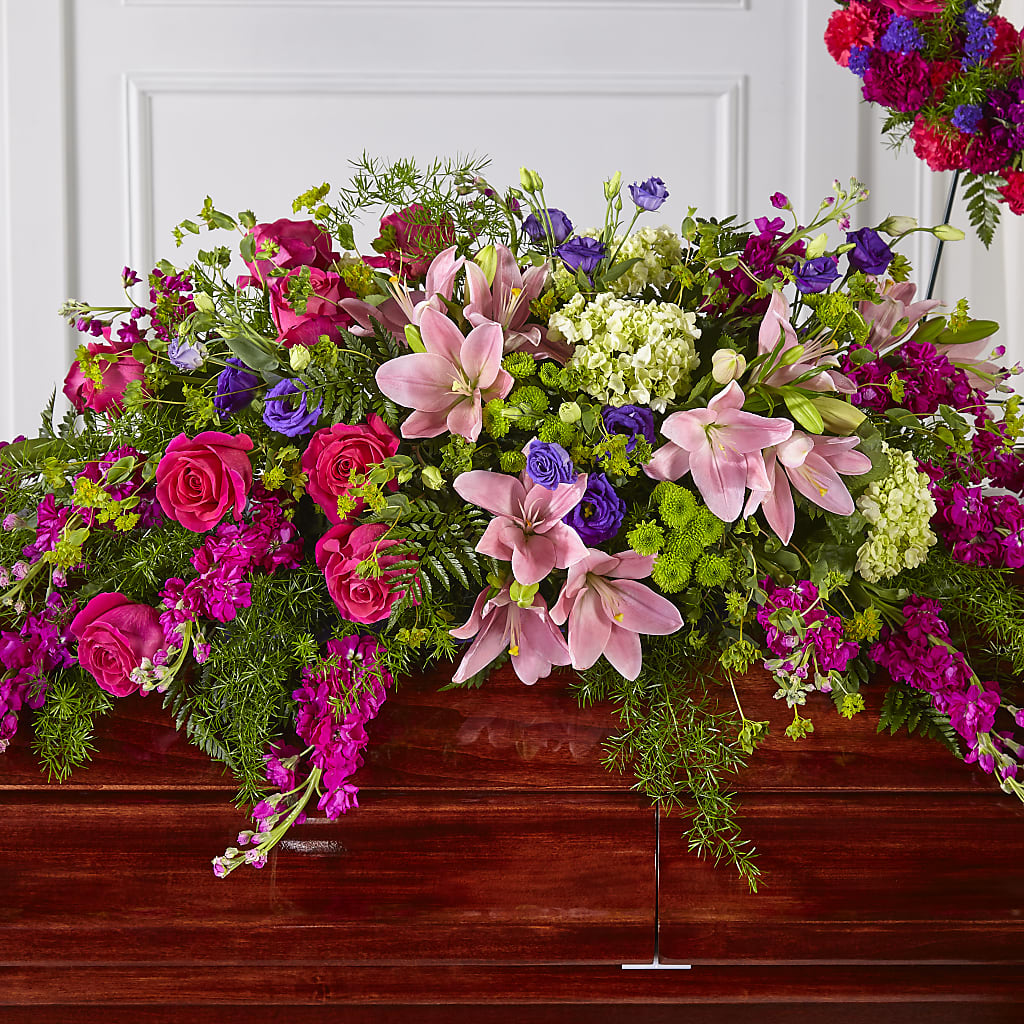 Radiant Tribute Casket Spray – Loose Leaf Florist, Austin TX