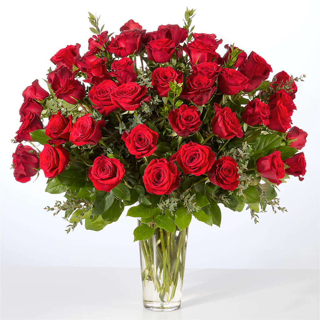 Forever Yours Fifty Stem Red Rose Bouquet – Loose Leaf Florist, Austin TX