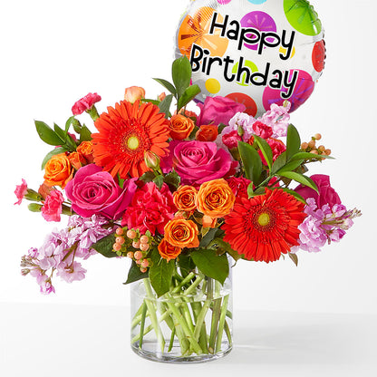 Fiesta Bouquet with Birthday Balloon –  Loose Leaf Florist, Austin TX