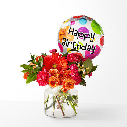 Fiesta Bouquet with Birthday Balloon –  Loose Leaf Florist, Austin TX