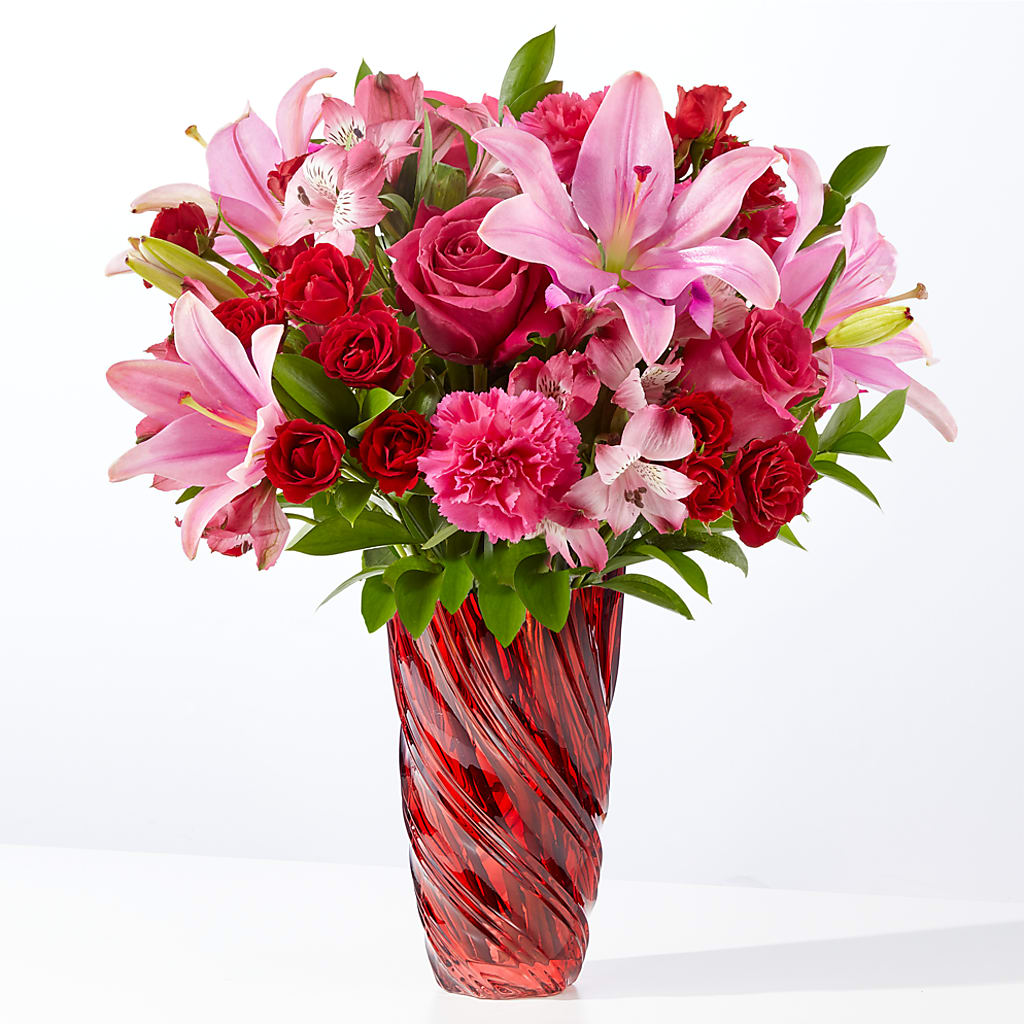 In Love Bouquet with Luxe Swirl Vase –  Loose Leaf Florist, Austin TX