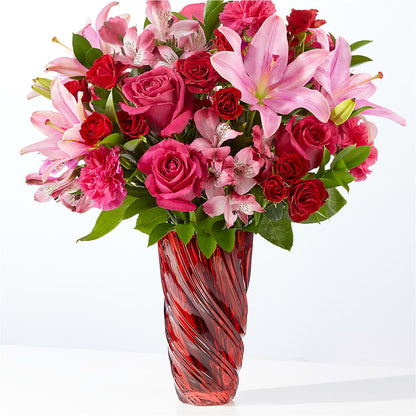 In Love Bouquet with Luxe Swirl Vase –  Loose Leaf Florist, Austin TX