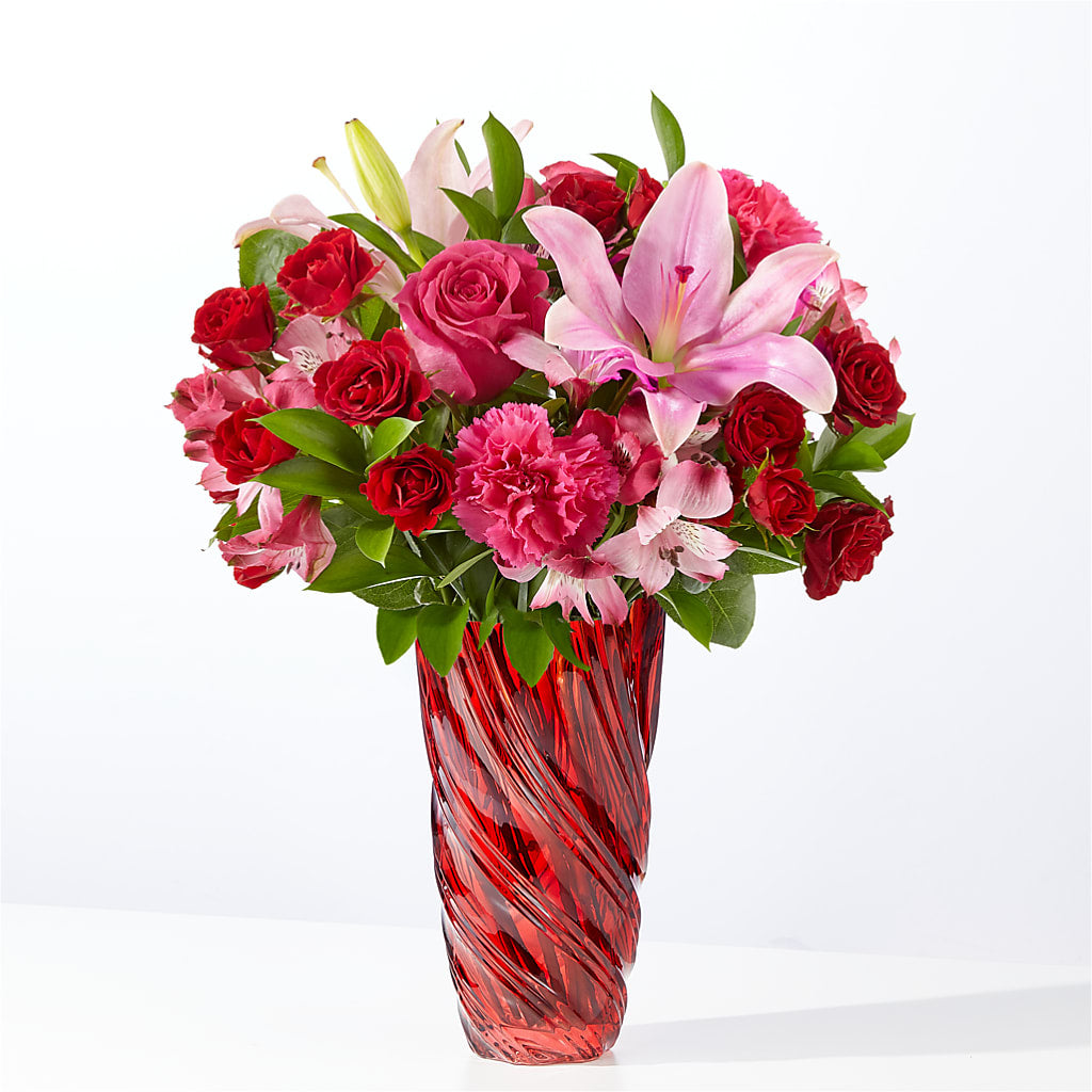In Love Bouquet with Luxe Swirl Vase –  Loose Leaf Florist, Austin TX
