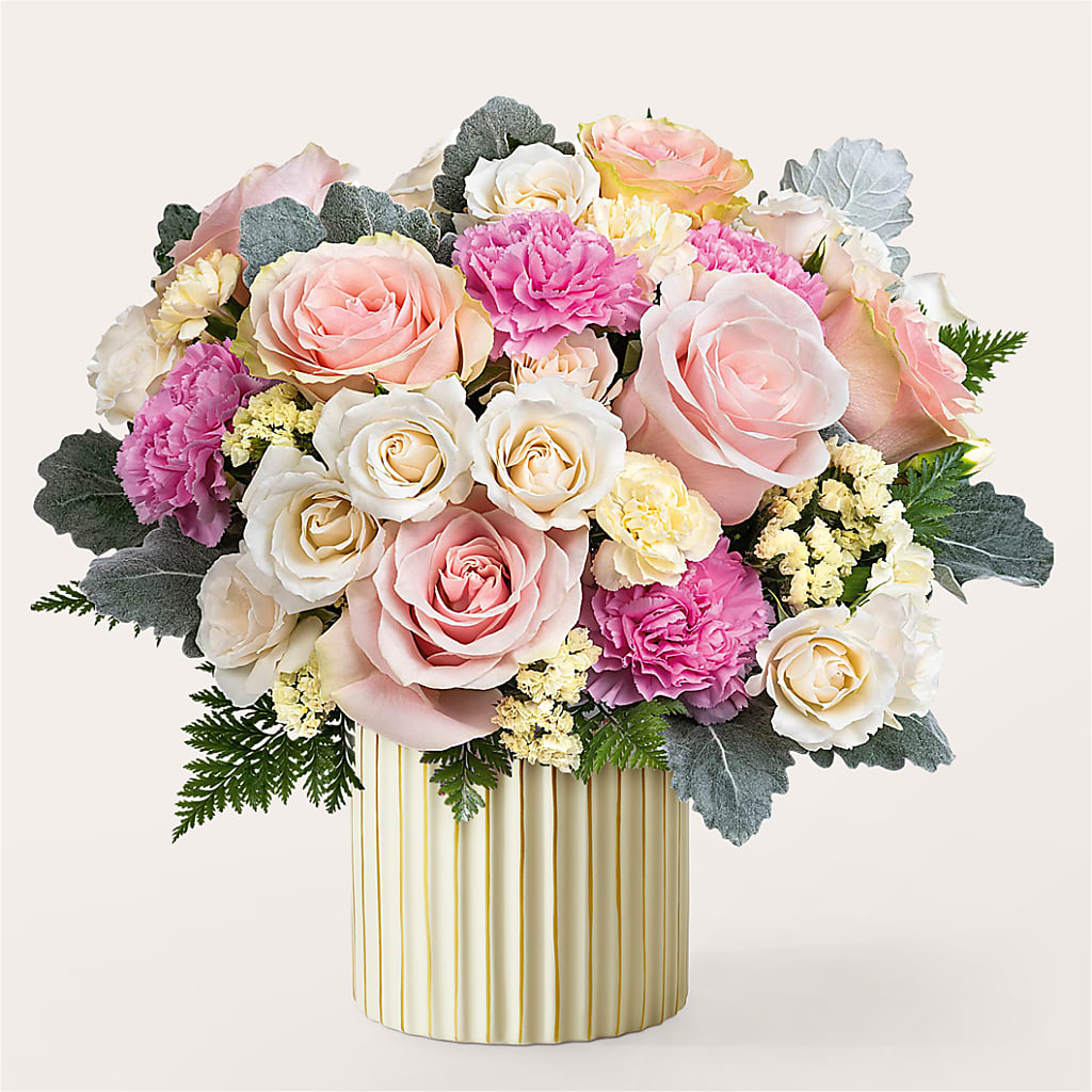 Blissful Moments Bouquet with Ivory Vase –  Loose Leaf Florist, Austin TX