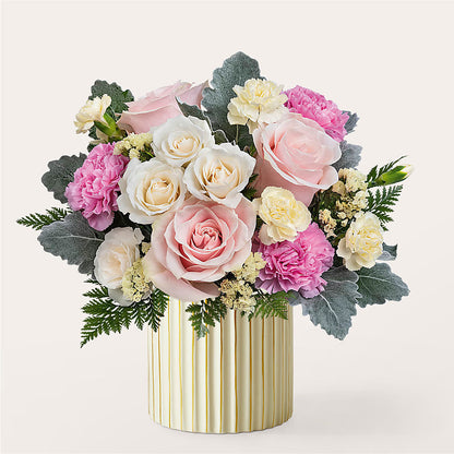 Blissful Moments Bouquet with Ivory Vase –  Loose Leaf Florist, Austin TX
