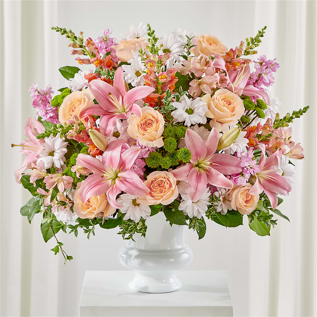 Heartfelt Gesture Urn Arrangement –  Loose Leaf Florist, Austin TX
