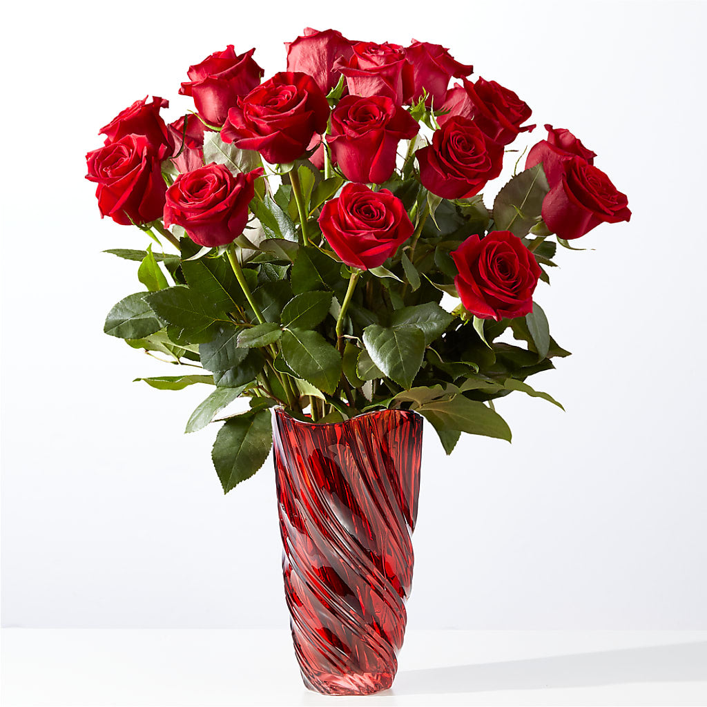 Classic Love Red Rose Bouquet with Luxe Swirl Vase –  Loose Leaf Florist, Austin TX