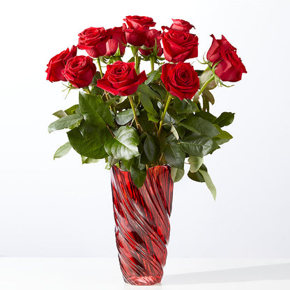 Classic Love Red Rose Bouquet with Luxe Swirl Vase –  Loose Leaf Florist, Austin TX