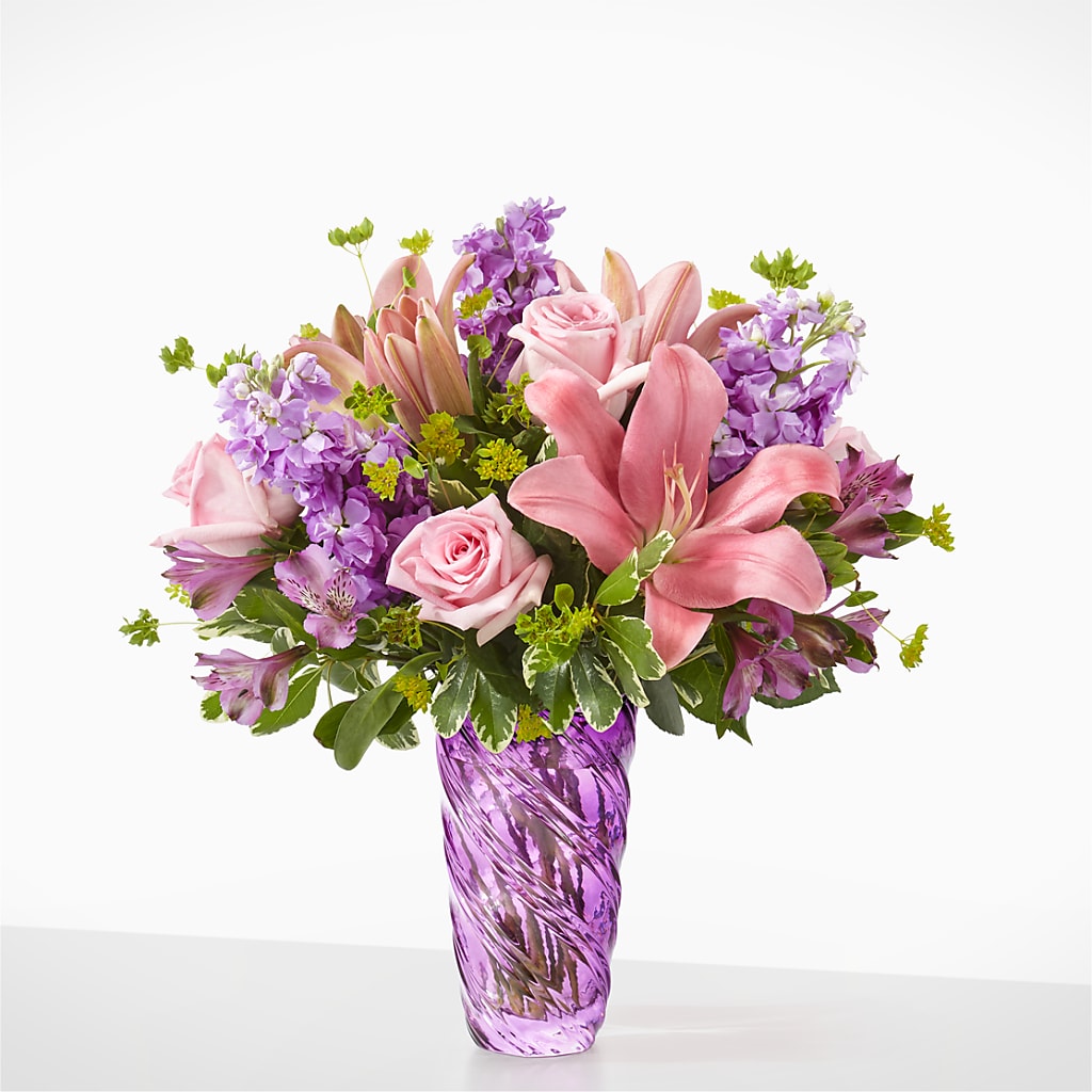 Precious Petals Bouquet with Luxe Swirl Vase –  Loose Leaf Florist, Austin TX