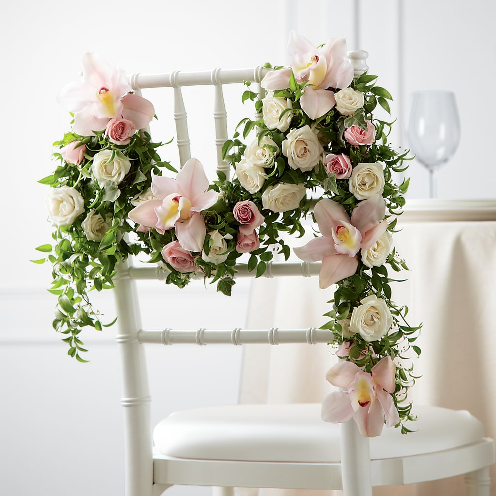 Orchid Rose Chair Décor –  Loose Leaf Florist, Austin TX
