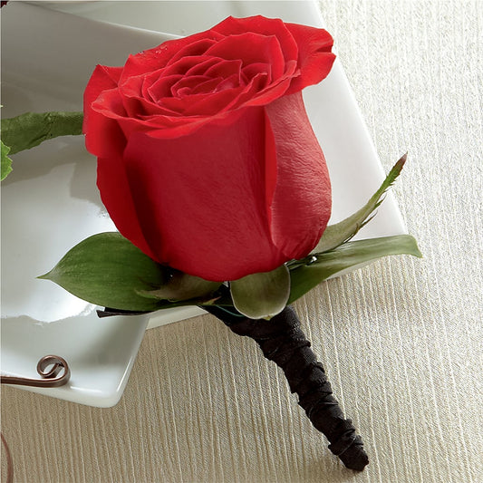 Red Rose Boutonniere –  Loose Leaf Florist, Austin TX